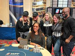 Congratulations to Tirza Sanders for the win in the WPT Ladies  Championship, shown here along with her rail from the Desert Sharks and  Royal Rebels! She takes home $90,432, the Wynn trophy