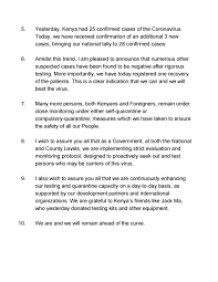 Kenya mission to the un bids farewell to one of its staff members. Pres Uhuru Kenyatta Presidential Address Of 25th March 2020 On Covid 19 The Elephant