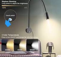 Wall Mounted LED Reading Light with 15" Flexible Gooseneck, Dimmable Book  Light for Reading In Bed with USB Charging Port, Plug In Headboard Night ...