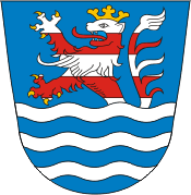 The coat of arms can be blazoned azure, a lion rampant barry of eight gules and argent, crowned and armed or, surrounded by eight mullets argent. Schwalm Eder Kreis Hesse Coat Of Arms Vector Image