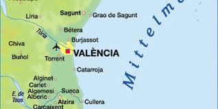 Valencia, communidad valencia, spain, europe geographical coordinates: Map Of Costa De Valencia Region In Spain Welt Atlas De