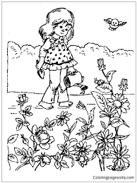 That's true!try to color flower fairy mallow to some extraordinary! A Little Girl Watering Flowers Coloring Pages Nature Seasons Coloring Pages Coloring Pages For Kids And Adults