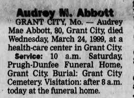 Audrey M Abbott death notice