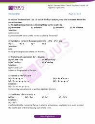 Compare an algebraic solution to an arithmetic solution, identifying the sequence of the operations used in each. Ncert Exemplar Solutions For Class 7 Maths Chapter 10 Algebraic Expressions Available In Free Pdf Download