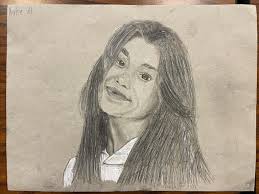 nessabarrett drawing done by 8th grader Katie Nobles #nessabarrett  #8thgradeart #middleschoolartist #portraitdrawing #graypaper #tonedpaper  #middleschoolart #middleschoolartteacher #pencildrawing #art  #artistsoninstagram