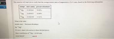 Prior knowledge questions (do these before using the gizmo.) 1. How Do You Calculate The Average Atomic Mass Of Magnesium