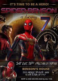 Spider Man No Way Home Birthday Invitation In 2021 Birthday Invitations Spiderman Party Boy Birthday Party