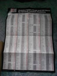 details about 1990 champion aviation spark plugs oil filters application chart large av 33