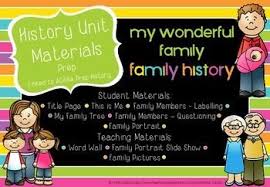 My Wonderful Family Prep Year History Unit Materials History Education English The Unit