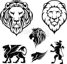 Set Of Heraldry Lion Head And Design Elements Black Colored Zip Lion Illustration Ancient Lion Lion Sketch