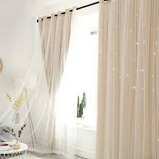 The gorgeous panel flaunts a stunning allover botanical design burned out for a dimensional and fresh update. 1 2pcs Full Blackout Curtain Double Decker Nordic Style Bedroom Living Room Curtain Hollow Star N Nordic Style Bedroom Living Room Curtain Curtains Living Room