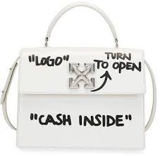 Black And White Bag Images Off White Jitney 2 8 Cash Inside Top Handle Bag White Black In 2020 Off White Bag Top Handle Bag White Handbag