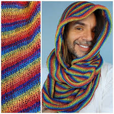 Boho AF Rainbow Large Stretchy Infinity Scarf From Nepal Pride Spectrum  Black Cotton