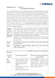 ARBEKM/SEC-213/ /2022-23 E-AUCTION SALE NOTICE E- Auction Sale Notice for  Sale of Immovable Assets under the Securitisation