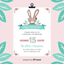 Download this free vector about bunny birthday invitation template with photo, and discover more than 13 million professional graphic resources on freepik Free Vector First Birthday Flower Rabbit Invitation