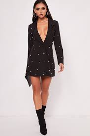 Rachel Black Pearl Detail Blazer Dress Dresses Tuxedo Dress Skirt Fashion