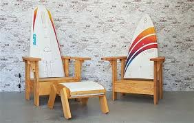 Upcycling Lounge Chair Sessel Garten Terrasse Beach Club Surfboard Handmade Surfboard Beach Club Chair
