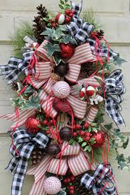 Black And White Striped Ribbon Wreath Buffalo Swag Front Door Swag Large Wreath For Door Christmas Decor Black And W Plaid Christmas Decor Front Door Christmas Decorations Christmas Decorations