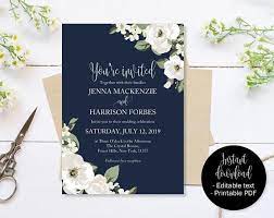 Navy Blue Wedding Invitation Navy Blue And Green Wedding Etsy Navy Wedding Invitations Navy Blue Wedding Invitations Green Wedding Invitations