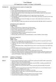Finance assistant objective statement examples for resume. Finance Assistant Resume Samples Velvet Jobs