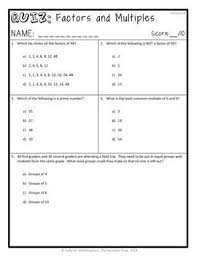 Factors Multiples Quiz 4th Grade 4 Oa 4 Assessment Includes 2 Versions Factors And Multiples Common Core Math Standards Math Assessment