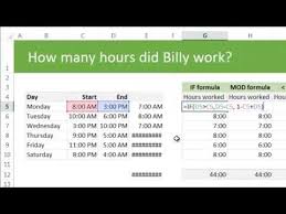 You just work for three days then have sooooo much time off! Calculating Total Working Hours Using Excel Example Discussion Youtube
