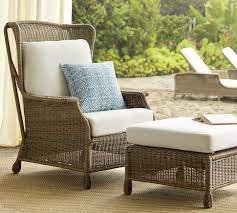 Saybrook Indoor Outdoor All Weather Wicker Wingback Lounge Chair Wicker Dining Armchair Pottery Barn Outdoor Furniture Wicker Porch Furniture