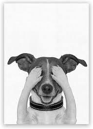 Dog painting black and white clearance