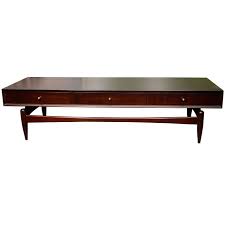 1stdibs dark walnut coffee table with drawers and chrome pulls