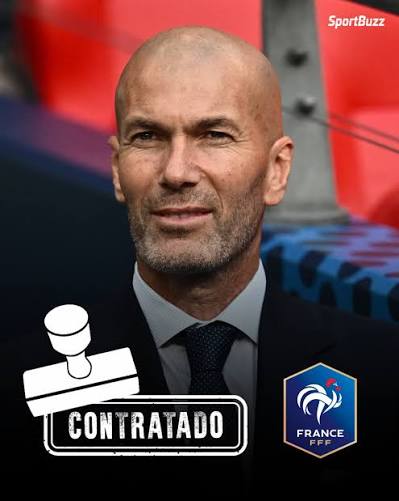 &Eacute; OFICIAL! 🔥😮 Na manh&atilde; desta ter&ccedil;a-feira, 28, a Fran&ccedil;a anunciou a contrata&ccedil;&atilde;o do t&eacute;cnico Zinedine Zidane. O &iacute;dolo da sele&ccedil;&atilde;o chega para substituir Didier Deschamps, que deixou o cargo ap&oacute;s o