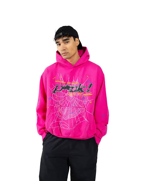 The Iconic Pink Punk Sp5der 555 Web Hoodie, AI generated