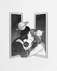 Black And White Kissing Drawing Pin On Art Pieces