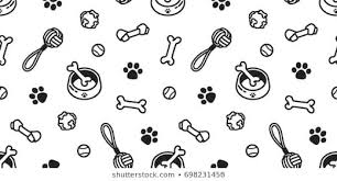 Black And White Paw Print Wallpaper Dog Toy Puppy Icon Vector Seamless Pattern Wallpaper Background Doodle Paw Wallpaper Dog Background Dog Paws