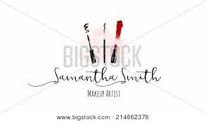 Makeup artist minimal business card template. Makeup Artist Business Card Vector Template With Make Up Items Makeup Brush Pencil Eyeliner Red Lipstick