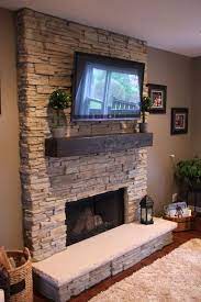 Im going for a dry lay look (no mortar joints). Stack Stone Fireplaces With Plasma Tv Mounted Stone Fireplace Designs Home Fireplace Stacked Stone Fireplaces