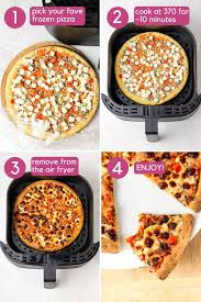 With frozen convenience foods such as spring rolls or nuggets, the rule of thumb is to use the same temperature as you would in an oven but cut cooking time in half (if the instructions on the package recommend 20 minutes at 400 degrees, you should only cook it for 10 minutes at 400 degrees in an air fryer). Perfectly Cooked Air Fryer Frozen Pizza Colleen Christensen Nutrition