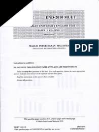 We are a sharing community. Malaysian University English Test Muet Paper 3 End Year 2010