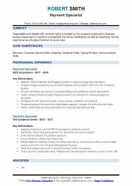 payment specialist resume samples