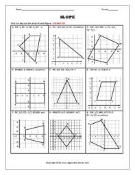 1) x y 2) x y 3) x y 4) x y 5) x y 6) x y 7) x y. Slope Finding Slope From A Graph Worksheet Polygons By Algebra Funsheets
