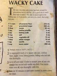 Being Low On Eggs Or Milk Doesn T Mean No Baking Sharing An Old Wartime Recipe That Has Always Been A Staple In M In 2020 Wacky Cake Wacky Cake Recipe Wartime