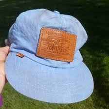 Vintage Levi S Denim Cap Orange Tab Leather Levi S Patch Snap Back Denim Cap Levis Denim Vintage Levis