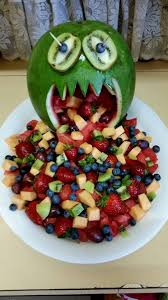 Scary Watermelon Fruit Platter Great For Halloween Halloween Platter Halloween Food Treats Halloween Food For Party