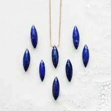 ラピスラズリのロングマーキスカットネックレス sabrina ラピスラズリ ハンドメイド ネックレス シンプル