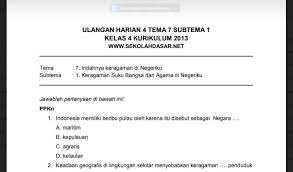 Kelas iv_tema 7 buku guru_revisi 2016. Soal Ulangan Harian K13 Kelas 4 Tema 7 Subtema 1 Sekolahdasar Net