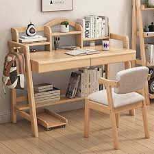 Lchao Furniture Student Learning Desk Solid Wood Desk With Bookshelf Great Gift For Girls And Boys Ndash Best For Solid Wood Desk Bookshelf Desk Beige Desks