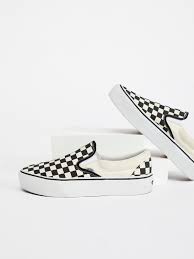 Black And White Slip On Vans Womens Classic Platform Slip On Sneakers Platform Slip On Sneakers Trendy Womens Sneakers Slip On Sneaker