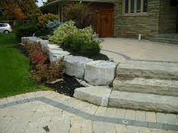 Landscaping With Armour Stone Stone Landscaping Front House Landscaping Sidewalk Landscaping