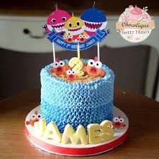 1st Birthday Baby Shark Smash Cake Ideas Baby Shark Buttercream Cake For James Baby Birthday Cakes Shark Cake Shark Birthday Cakes