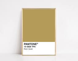 Pantone Rich Gold Print Pantone Poster Digital Download Modern Wall Decor Pantone Card In 2021 Pantone Modern Wall Decor Gold Print