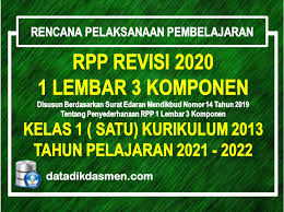 Dokumen 1 kurikulum 2013 mi revisi 2019. Rpp 1 Lembar Kelas 1 Sd Mi Kurikulum 2013 Tahun Pelajaran 2021 2022 Datadikdasmen Com